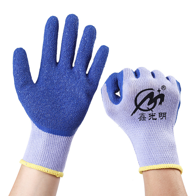 21 Woven Wear-Resistant Labor Gloves Latex Wrinkle Non-Slip Work Gloves Cotton Thread Impregnated Protective Gloves