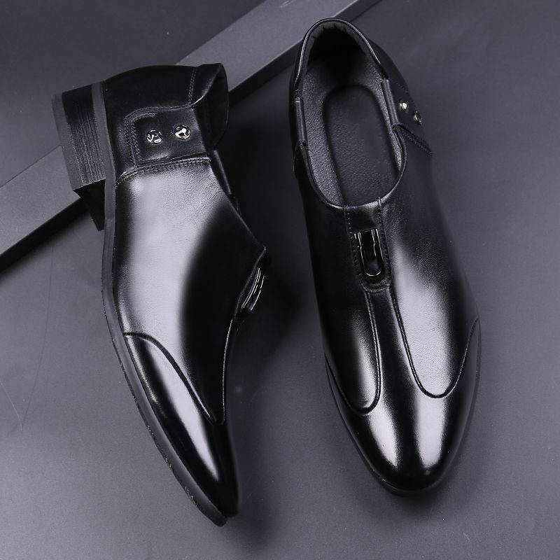 [Full Cowhide] Leather Shoes Men's Casual Shoes Men's Breathable Soft Bottom Youth Slip-on Work Trendy Men's Shoes