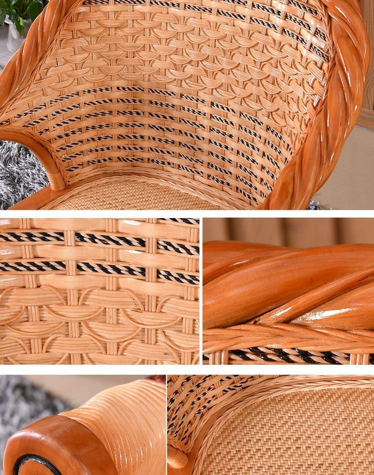 天然真藤编织藤椅休闲阳台桌椅茶几组合三件套靠背椅庭院藤椅