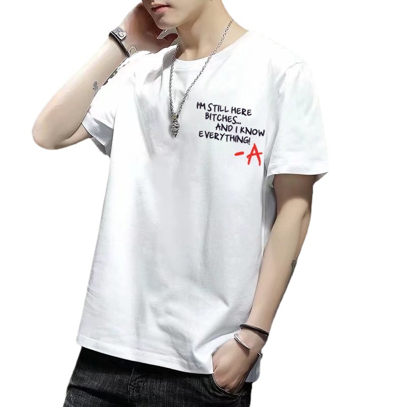 Short-Sleeved Men's T-shirt Summer Half Sleeve Menswear T-shirt Clothes Fashion Brand Korean Style Trendy Student Undershirt Trendy T-shirt