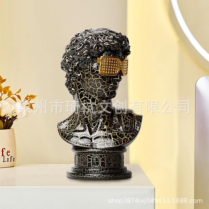 跨境新品西洋人物大卫名人雕像摆件家居客厅玄关酒柜树脂创意装饰