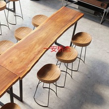 YJ实木酒吧台桌阳台休闲桌椅靠墙长方形桌子靠窗长条桌个性高脚桌