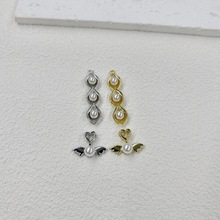 时尚简约仿珍珠爱心天使翅膀吊坠 手链项链铜DIY饰品配件制作材料