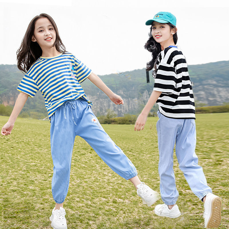 女童套装夏季韩版宽松大童女13岁12岁2022新款洋气夏装短袖两件套