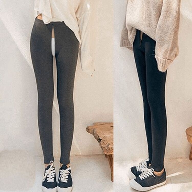 情趣免脱打野打底裤女啪啪方便约会免脱双拉链露出打底裤户外野战