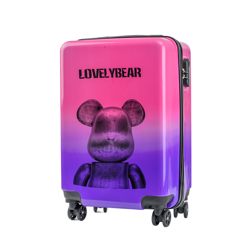 2022 New Gradient Love Bear Luggage Cute Trendy Fashion Trolley Case Outdoor Travel Suitcase