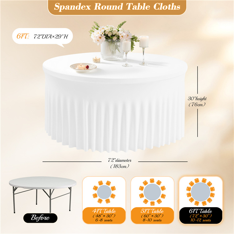 round Jellyfish Table Skirt Anti-Wrinkle Elastic Polyester Fiber Thickened Tablecloth Cover Party Wedding Home Decoration Cross-Border Table Cover
