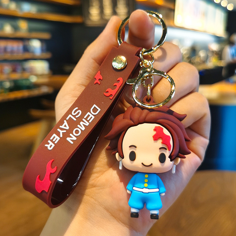 Cartoon Kimetsu No Yaiba Keychain Cute Doll Pendant Exquisite Car Key Ring Bag Key Chain Small Gift