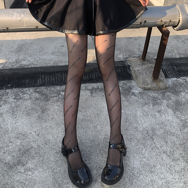 Black Letters Stockings (Thin) Women's Summer Velvet Superb Fleshcolor Pantynose JK Paris B Home Black Silk Silk Stockings Pantyhose