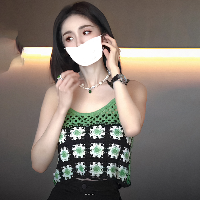 大幂幂杨幂同款衣服吊带镂空针织衫上衣明星同款衣服性感夏季女