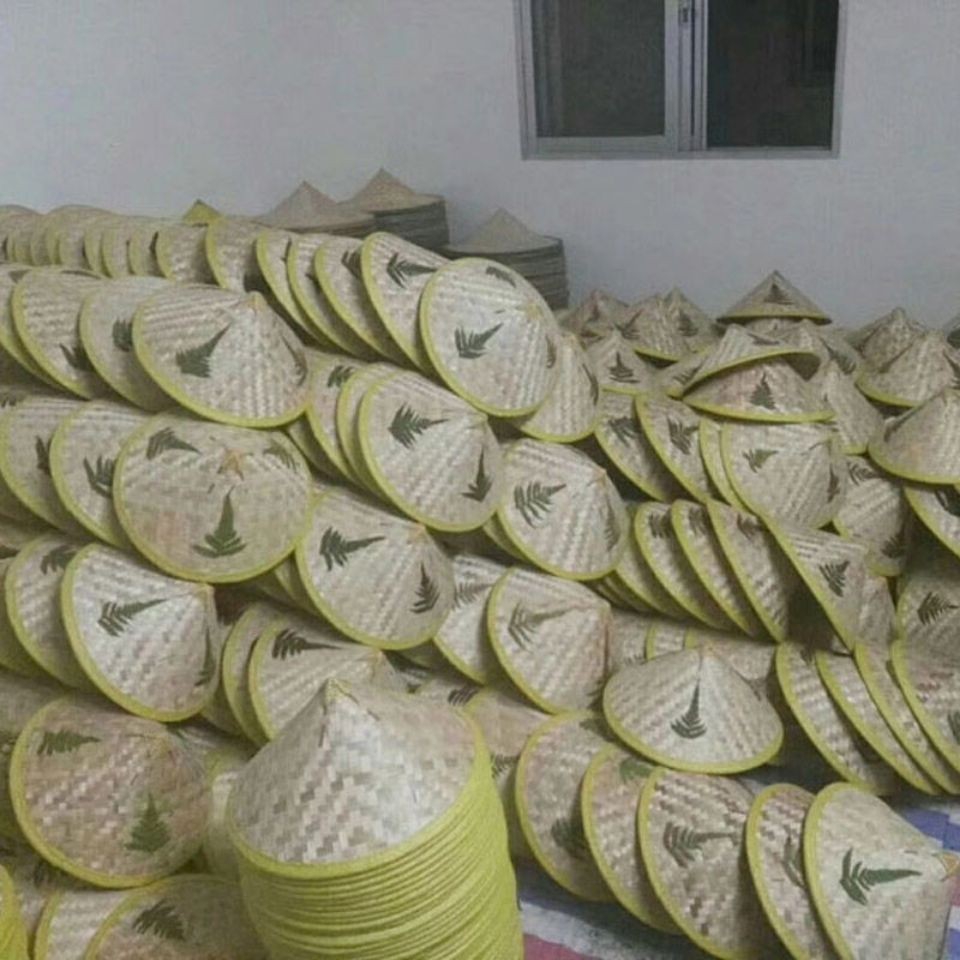 竹编斗笠草帽大帽言草帽农民斗笠旅游防雨帽三叶竹子帽表演采茶帽