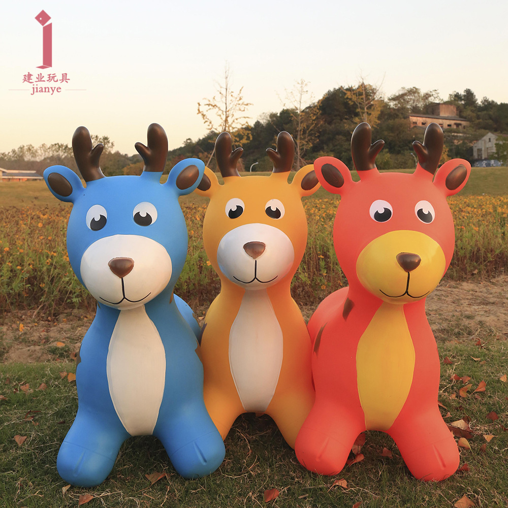 新款pvc跳跳动物精灵鹿 儿童坐骑 充气玩具马批发 加厚防爆-阿里巴巴