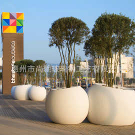 户外玻璃钢圆形大花盆商场酒店美陈花坛商业街斜口落地种植大花钵