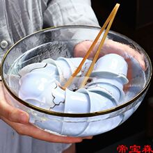 玻璃茶洗大小号陶瓷洗杯建水洗碗水盂家用茶具配件装水果碗茶渣碗