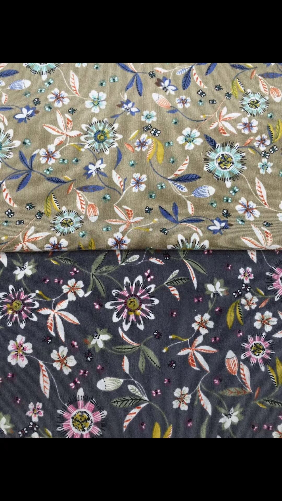 爆款灯心绒花型面料梭织坑条微弹力花布时尚印花男女衬衫布料