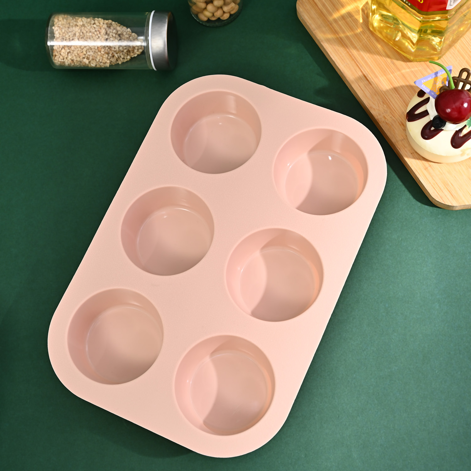 6-Piece Silicone Cake Mold Food Grade round Diy Mousse Mold Easy to Remove Film Non-Stick Heatproof Baking Utensils