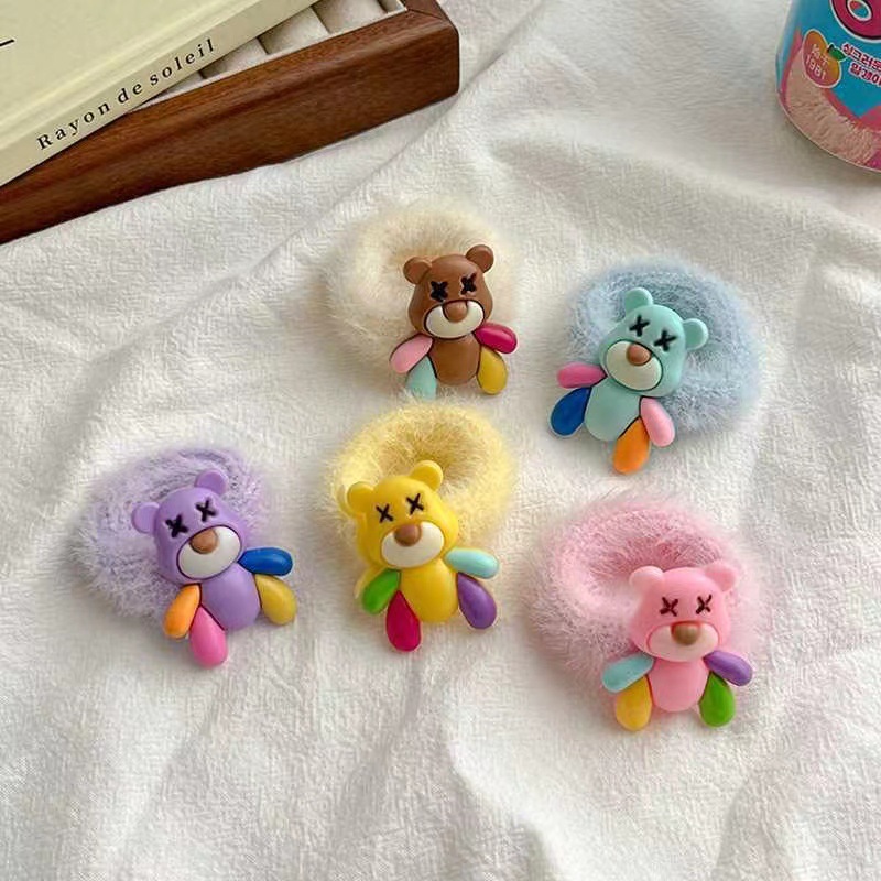 Autumn and Winter Plush Cartoon Hair Rope for Girls Cute Hair Ring Durable Not Hurt Hair Tie Hair Rubber Band Baby Hair Ring Hair Accessories