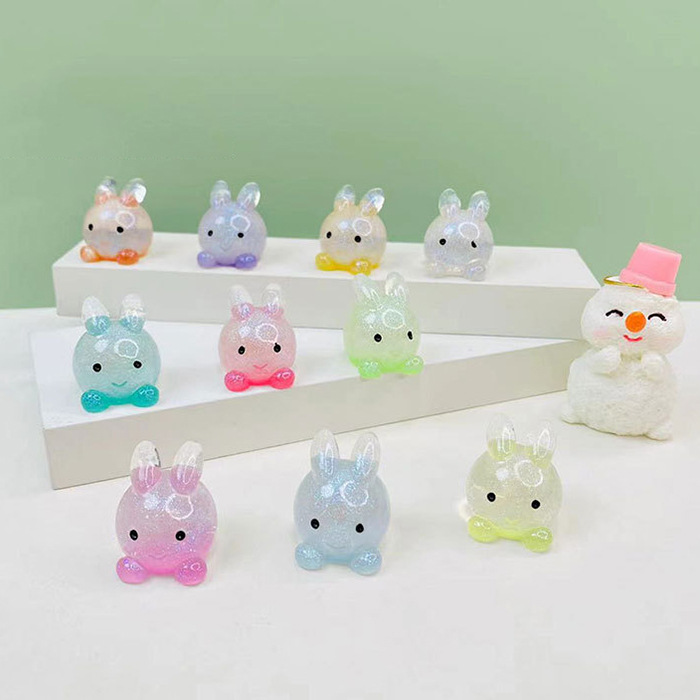 New Cartoon Luminous Thin and Glittering Cute Rabbit Head DIY Keychain Refridgerator Magnets Small Night Lamp Jewelry Accessories Materials