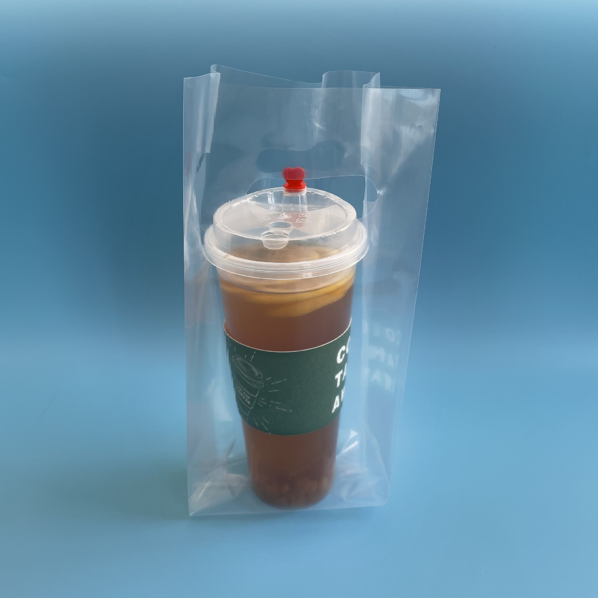 一次性塑料打包袋 透明单杯袋加厚外卖袋 双杯奶茶饮料杯袋手提袋