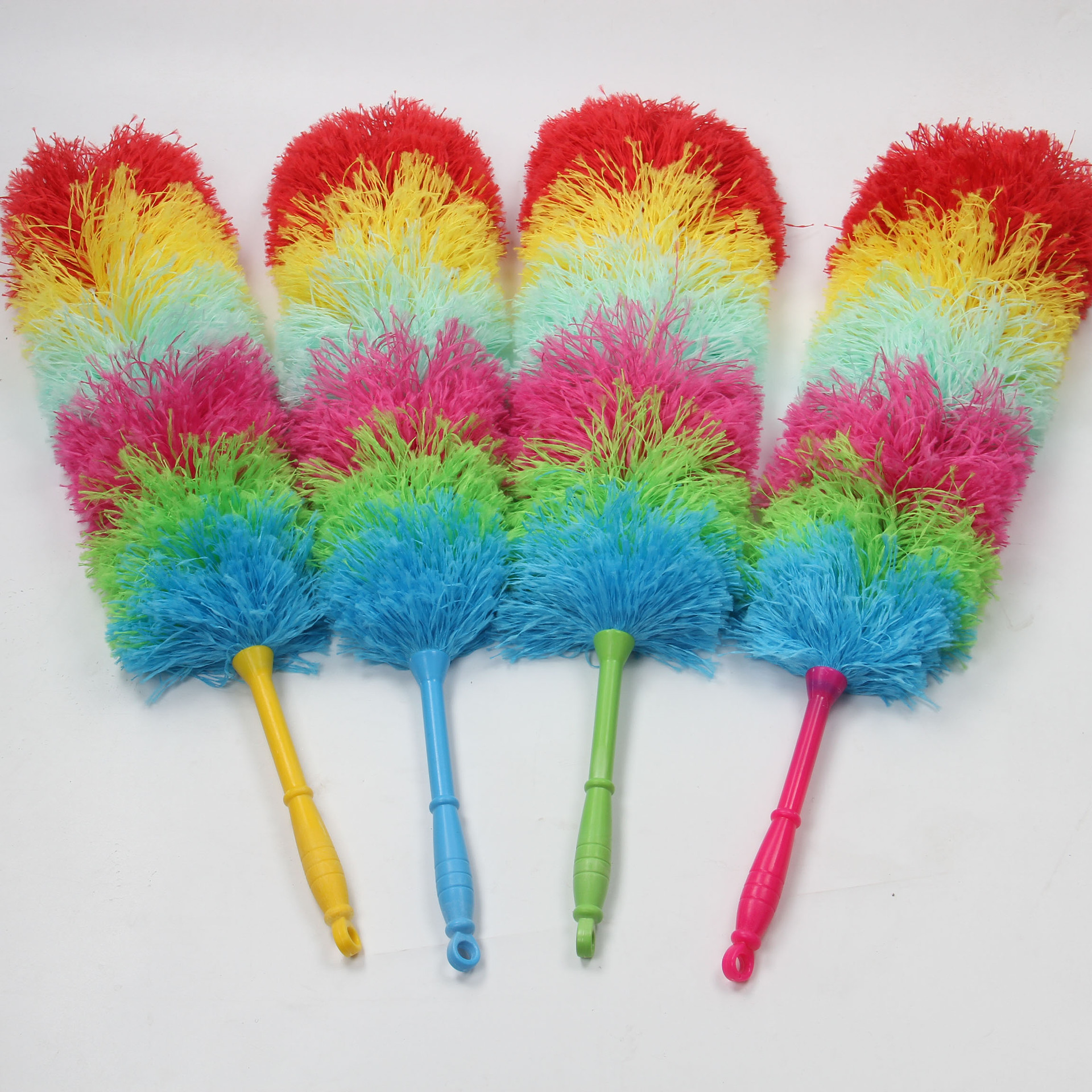 Factory Direct Sales Ultra-Fine Fiber Six-Color Korean Handle Feather Duster Dust Removal Environmentally Friendly Lint-Free Washable Feather Duster