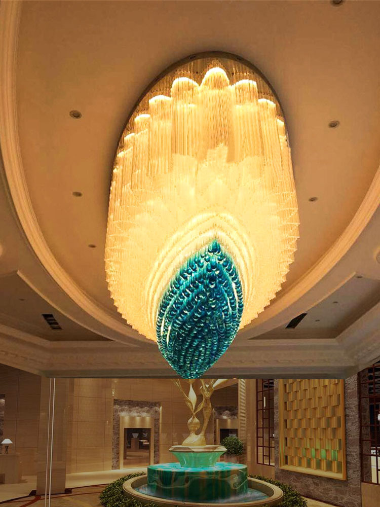 干邑色水晶灯具梅花玻璃管创意工程吊灯酒店大堂会所走廊灯具订制