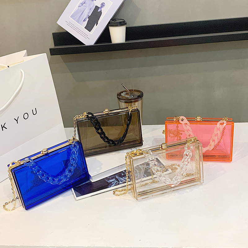 Wholesale Transparent Acrylic Box Bag New Trendy All-Match Crossbody Bag Women's Commuter Western Style Chain Shoulder Bag