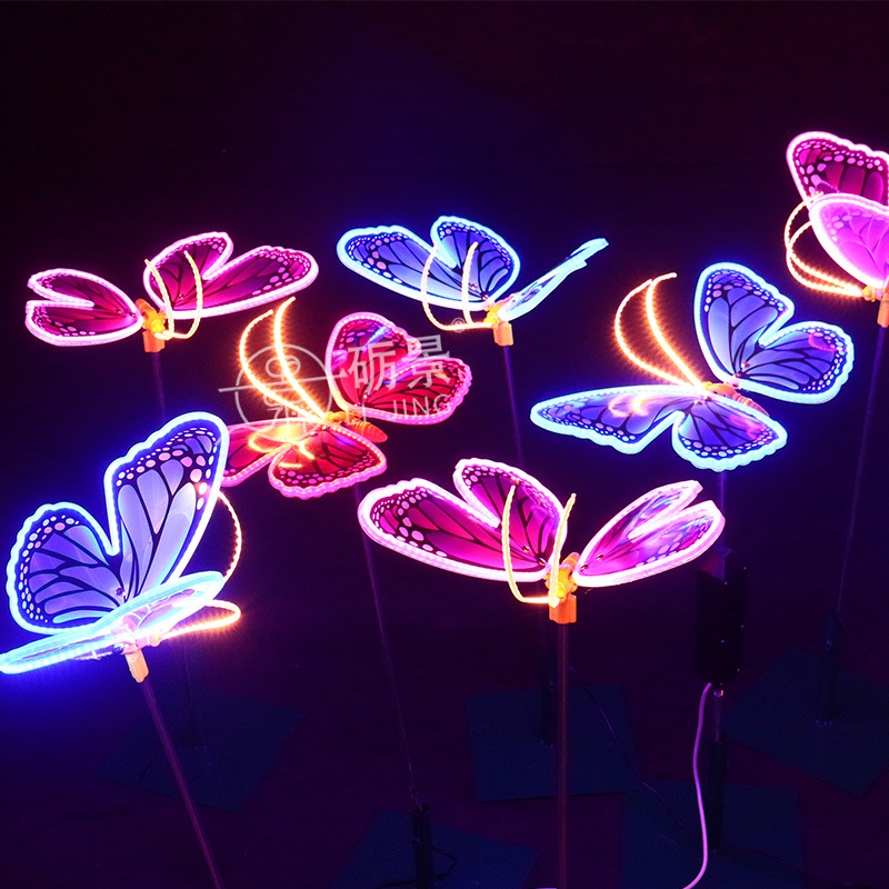 led仿真动态蝴蝶灯户外发光花园地插灯市政亮化景观灯光节造型灯