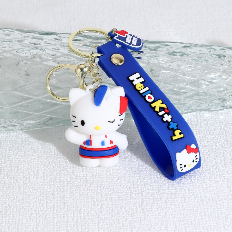 New Cartoon Crossdressing Hello Kitty Silicone Doll Keychain Pendant Couple Bags Car Hellokitty Gift