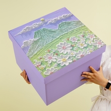 超大号油画风礼物盒创意生日礼物包装盒仪式感紫色礼品盒空盒子牙