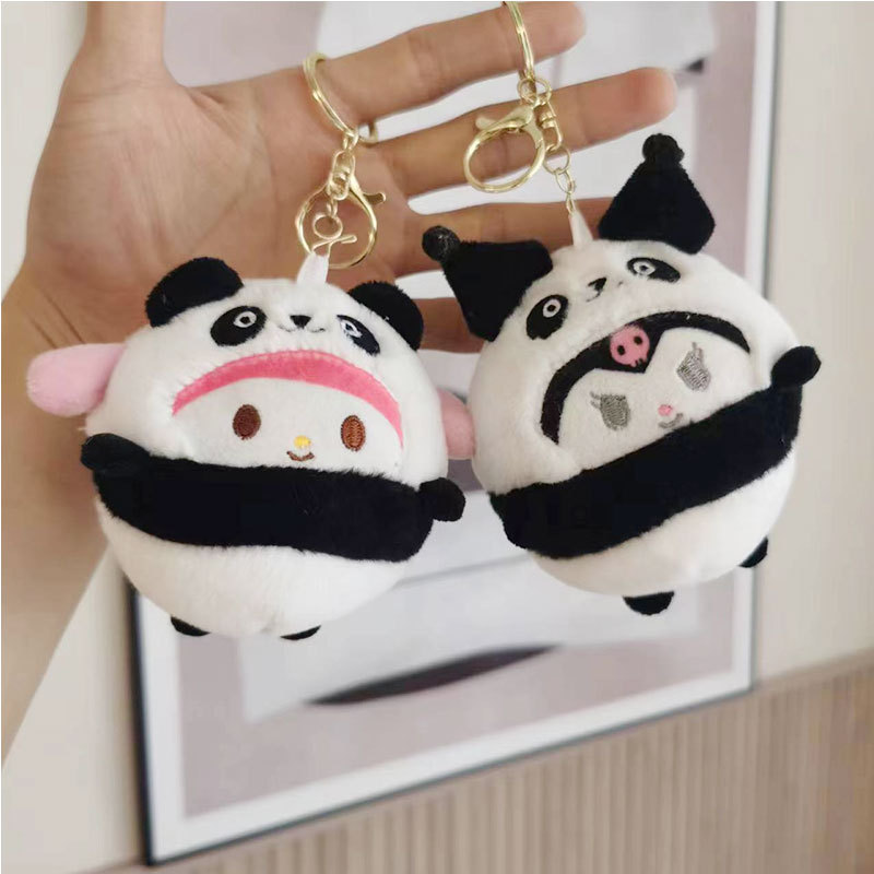 Japanese Style Crossdressing Sanrio Panda Ornaments Cute Stuffed Doll Figurine Doll Keychain Schoolbag Pendant