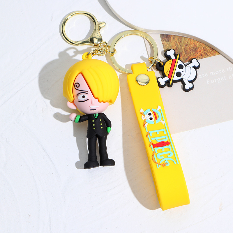 Cartoon One Piece Series Silicone Doll Keychain Pendant Bag Car Luffy Zoro Doll Ornament Gifts