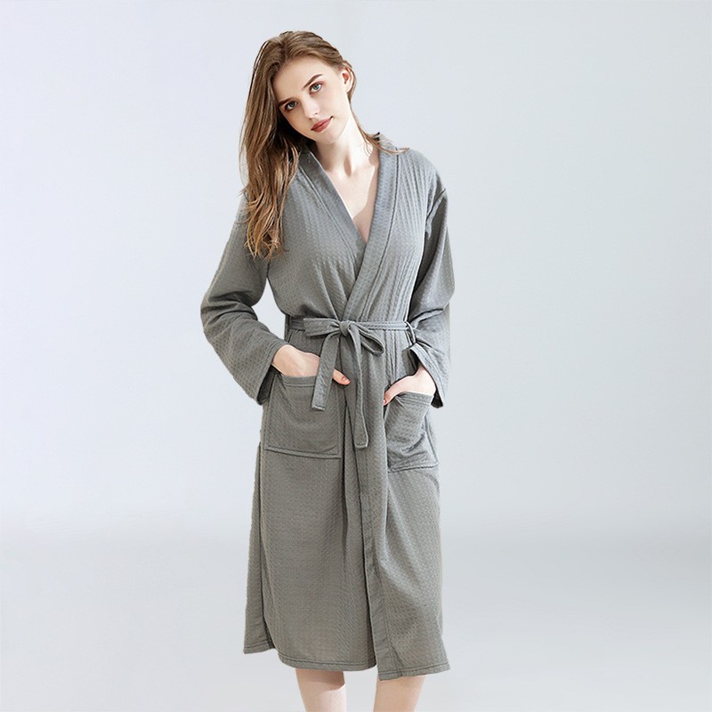 Amazon Waffle Bathrobe Summer Moisture-Wicking Clothing Cross-Border Same Wholesale Women's European and American Style Water-Absorbing Quick-Drying Bathrobe