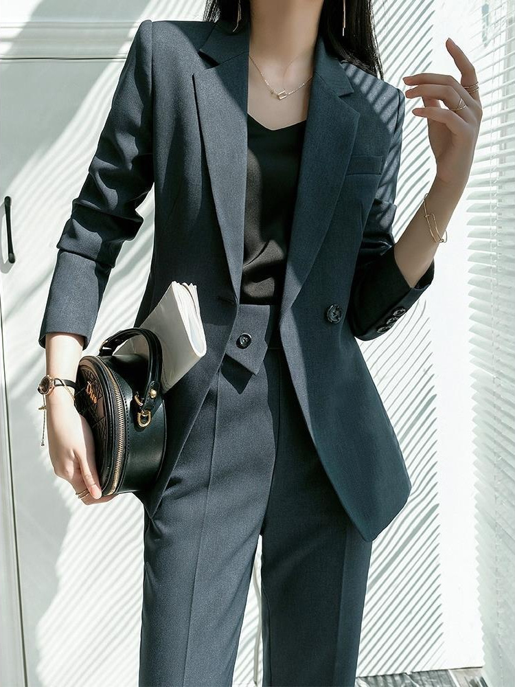 西装套装女大学生新款春秋高级收腰职业装商务酒店气质西服工作服