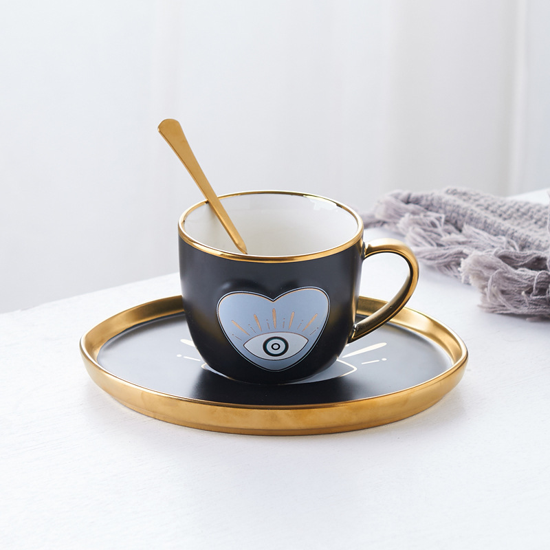 Mug Good-looking with Spoon Creative Cup Love Heart Ceramic Cup Office Household Drinking Cups Couple Coffee Mug