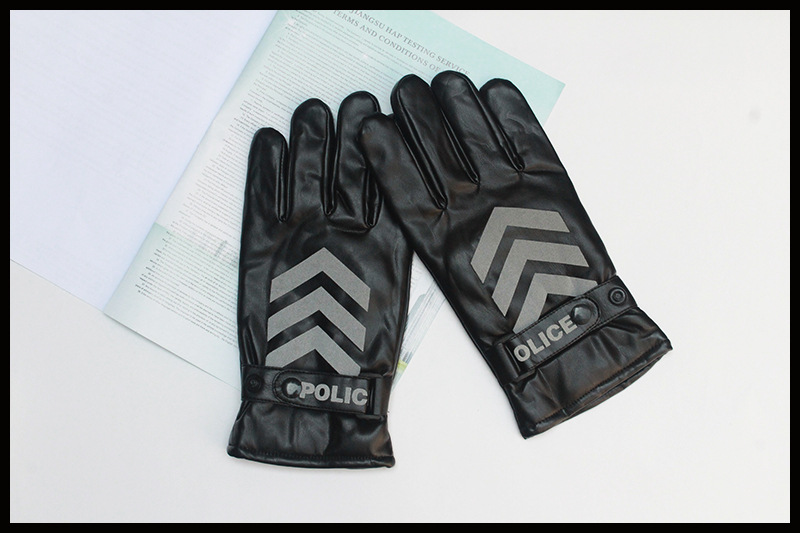 秋冬季男士保暖手套加厚皮革大棉手套交通指挥保安执勤手套批发