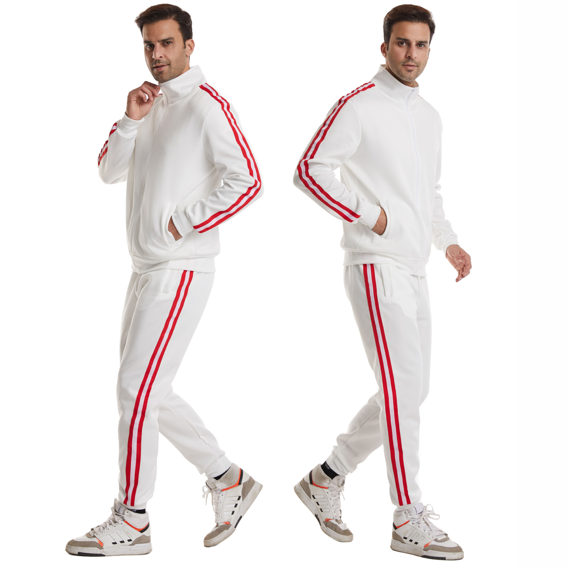 跨境新款男装时尚运动休闲套装立领开衫卫衣男士运动服logo定制