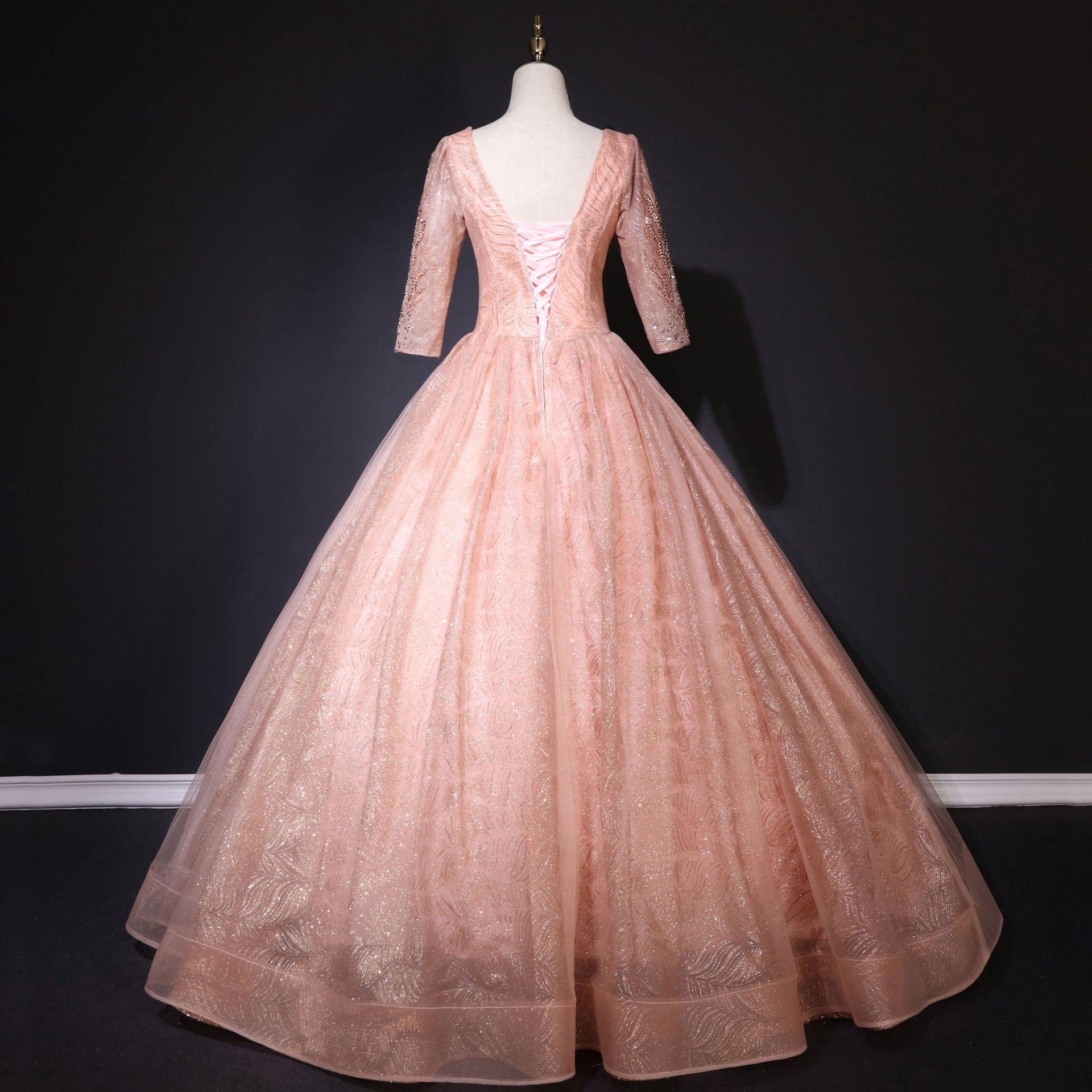 外贸婚纱2021欧洲新娘晚礼服红色敬酒服独唱蓬蓬裙艺考舞台演出服