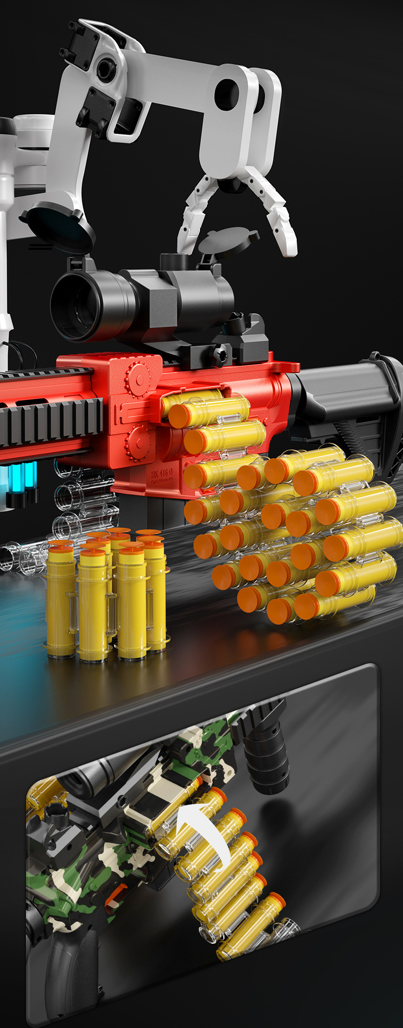 盟智m416电动连发弹链式吸盘软子弹吃鸡装备突击步枪男孩软弹枪