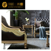 福溢家居法式实木真皮沙发123组合沙发欧式真皮沙发客厅沙发组合