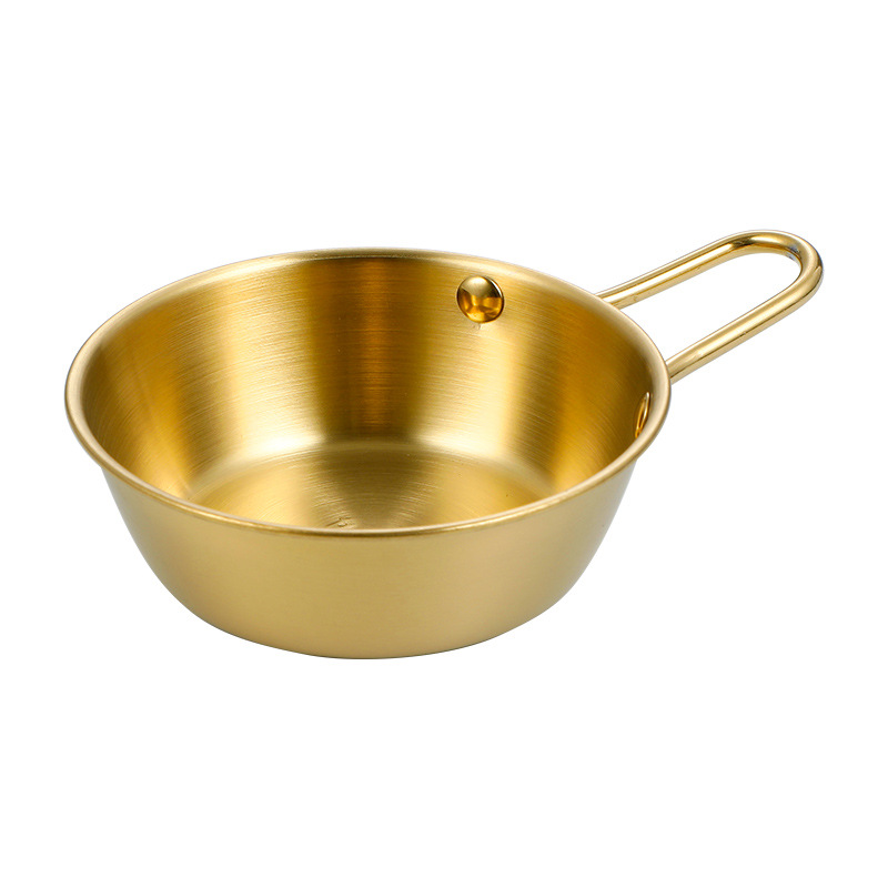 304 Stainless Steel Rice Wine Bowl Golden Tape Handle Korean Restaurant Yellow Wine Dedicated Bowl Snack Sauce Dipping Seasoning Bowl