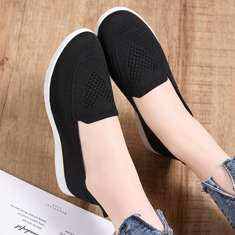 Women's Shoes New Foreign Trade Women's Shoes Beijing Cloth Shoes Flying Woven Casual Breathable Flat Low-Top Shoes Soft Bottom Mom Shoes