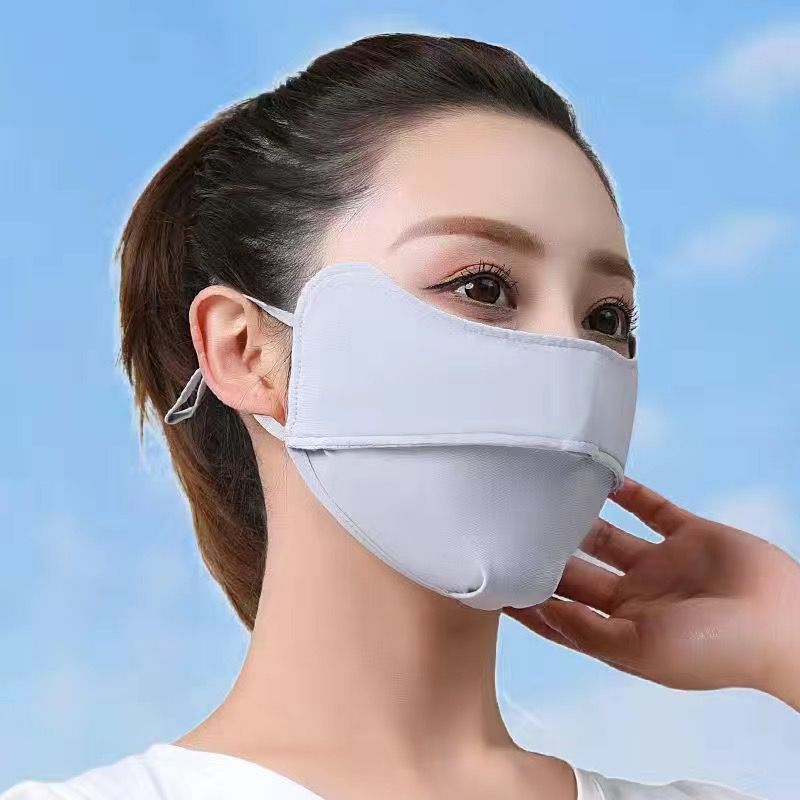 Ice Silk Sun Protection Mask Female UV Protection Outdoor Riding Sun Protection Opening Breathable Cool Wind Thin Type Sunscreen Mask Cotton