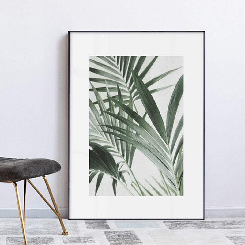 棕榈叶北欧现代简约装饰画抽象样板房客厅壁画小清新绿植餐厅挂画