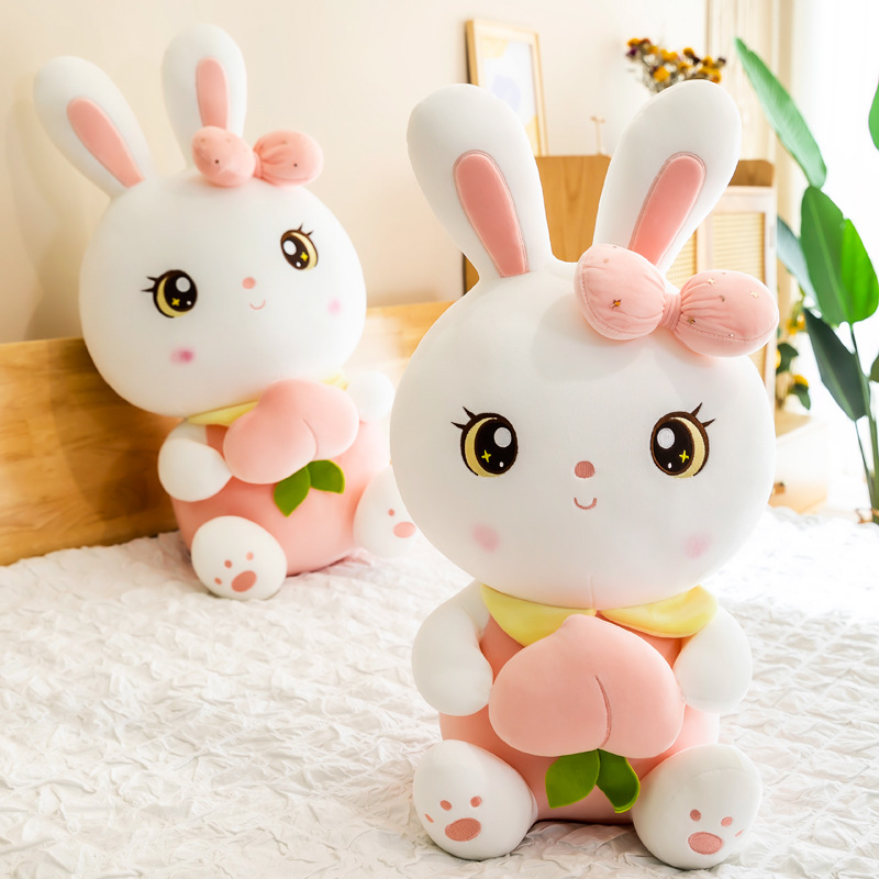 New Cute Little White Rabbit Plush Toy Peach Rabbit Ragdoll Rabbit Doll Pillow Doll Birthday Gift