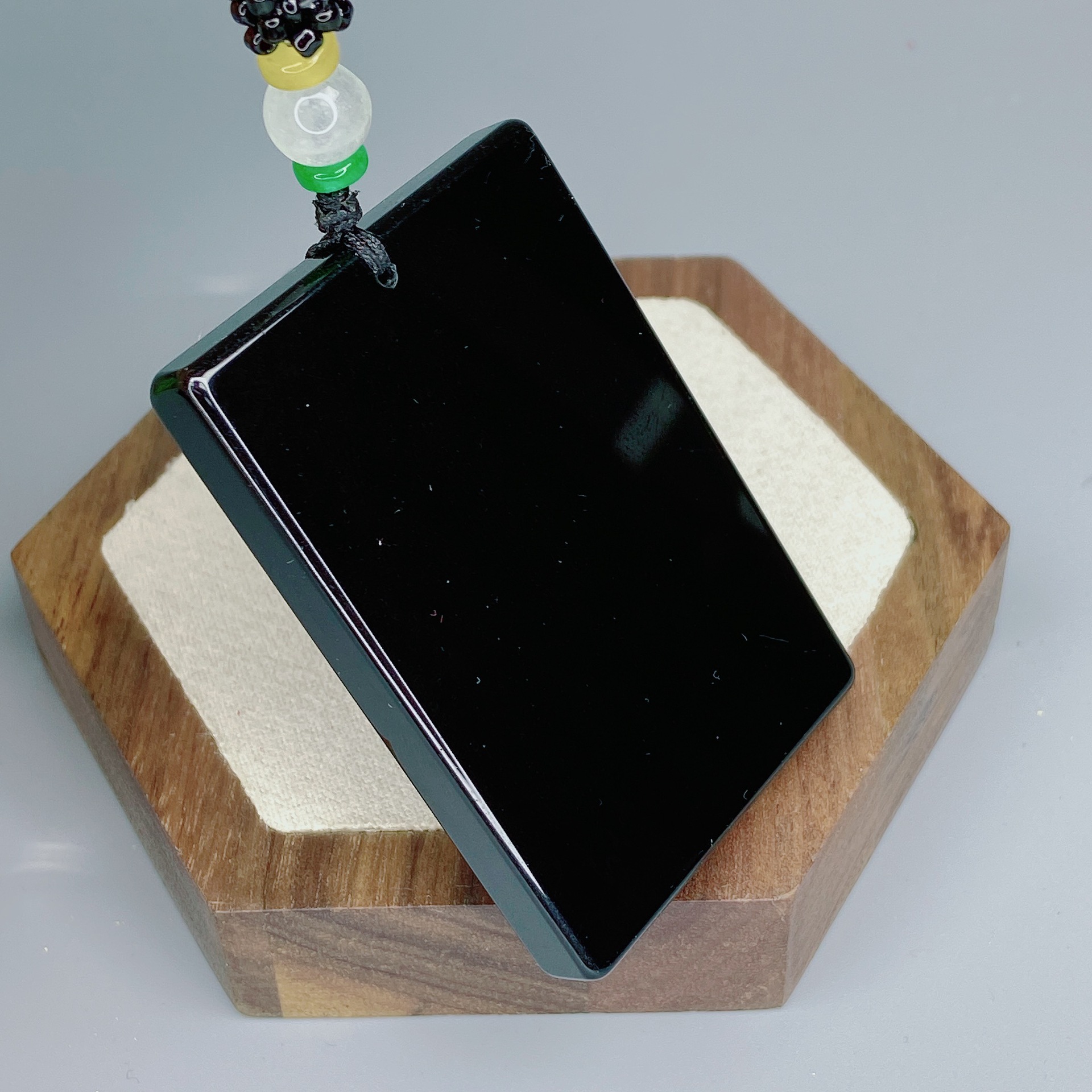 天然纯乌黑曜石无事大方牌男士吊坠挂件项坠颈饰项链时尚百搭直销