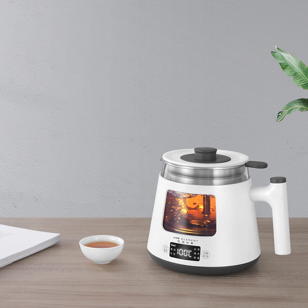 米家生活元素煮茶器小型办公室迷你款蒸汽喷淋式玻璃全自动煮茶壶