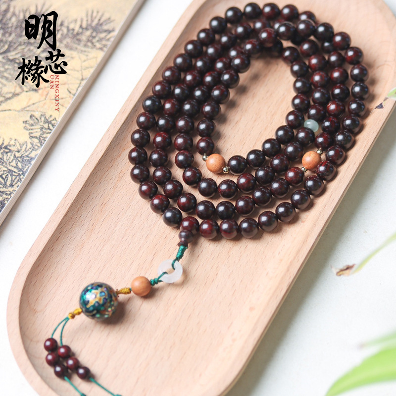 8多圈款diy老山檀香玉髓大漆珠 男女文玩108颗佛珠-阿里巴巴