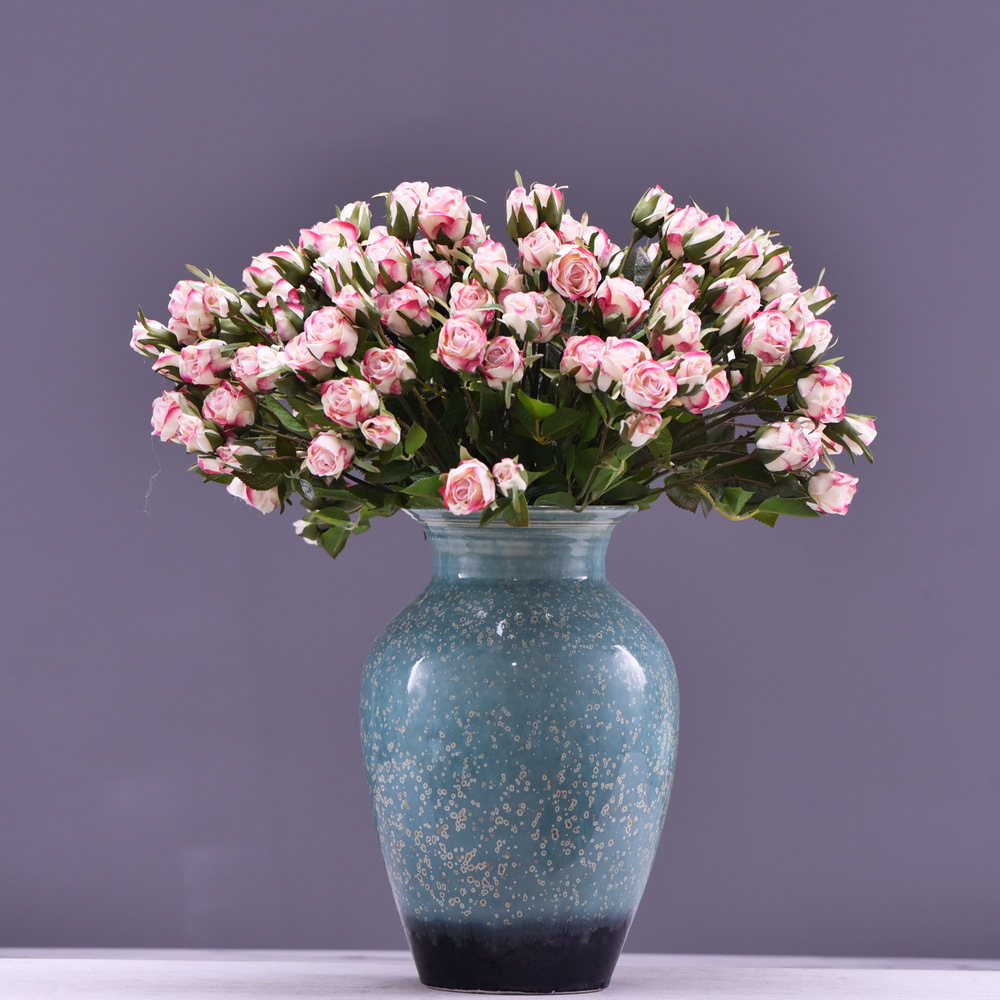 仿真花厂家批发9头玫瑰花高档家居装饰仿真花 多头玫瑰花瓶花插花