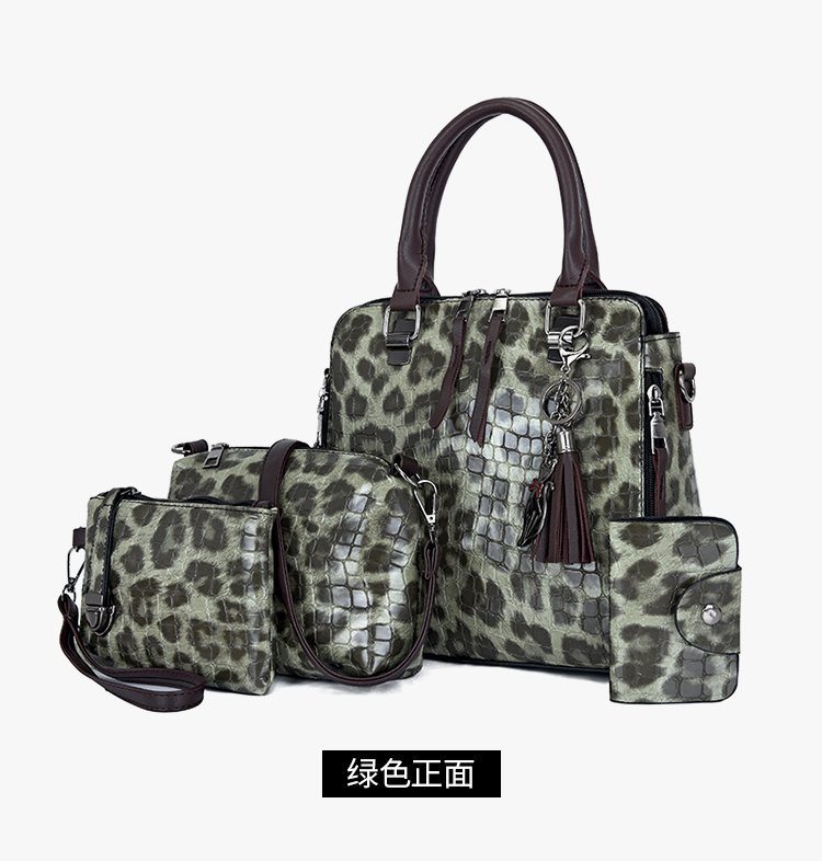 Factory Wholesale 2023 New European and American Fashion Leopard Print Four-Piece Set Mother and Child Bag Crossbody Shoulder Portable Messenger Bag
