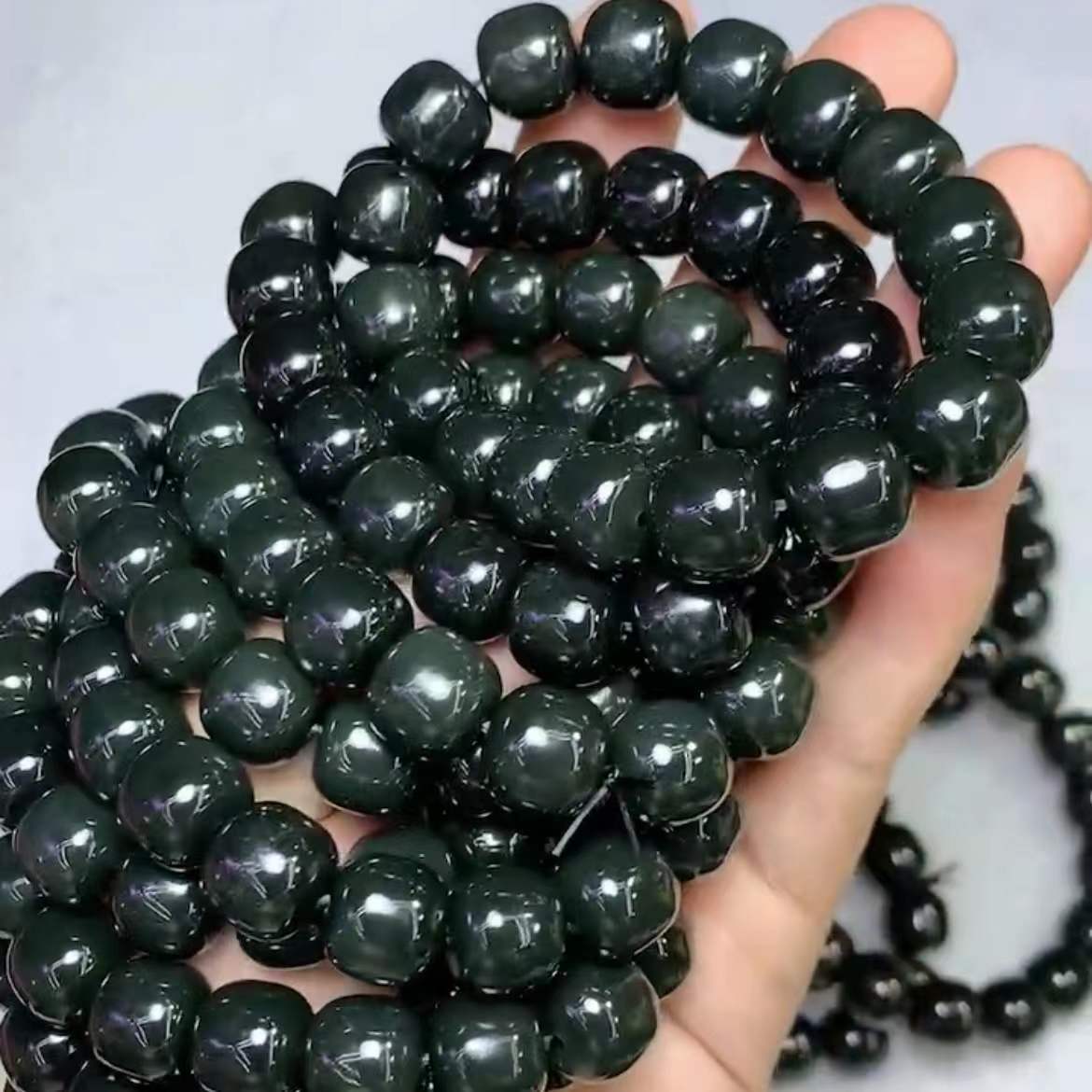 天然和田玉塔青料老型手串手链 料质细腻油润无杂无裂厂家直批